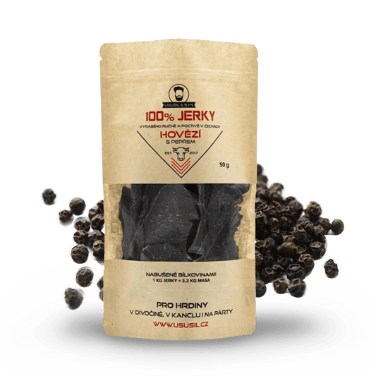 Jerky hovězí s pepřem 50g - FitMar.cz