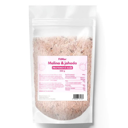 FitMar Proteinová ovesná kaše Malina a jahoda 500 g - FitMar.cz