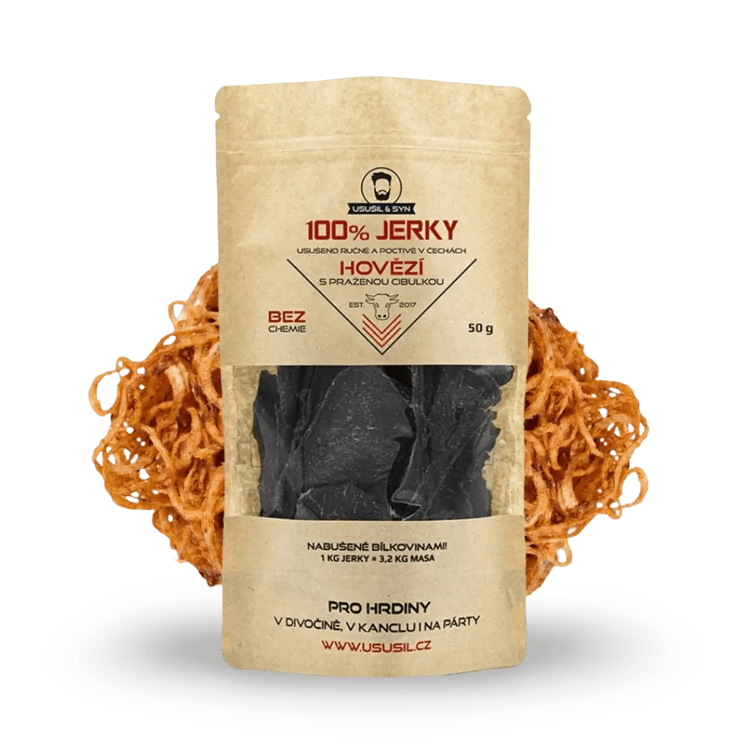 100% JERKY GOVEDINA S PEČENO ČEBULO 50 g - FitMar.si