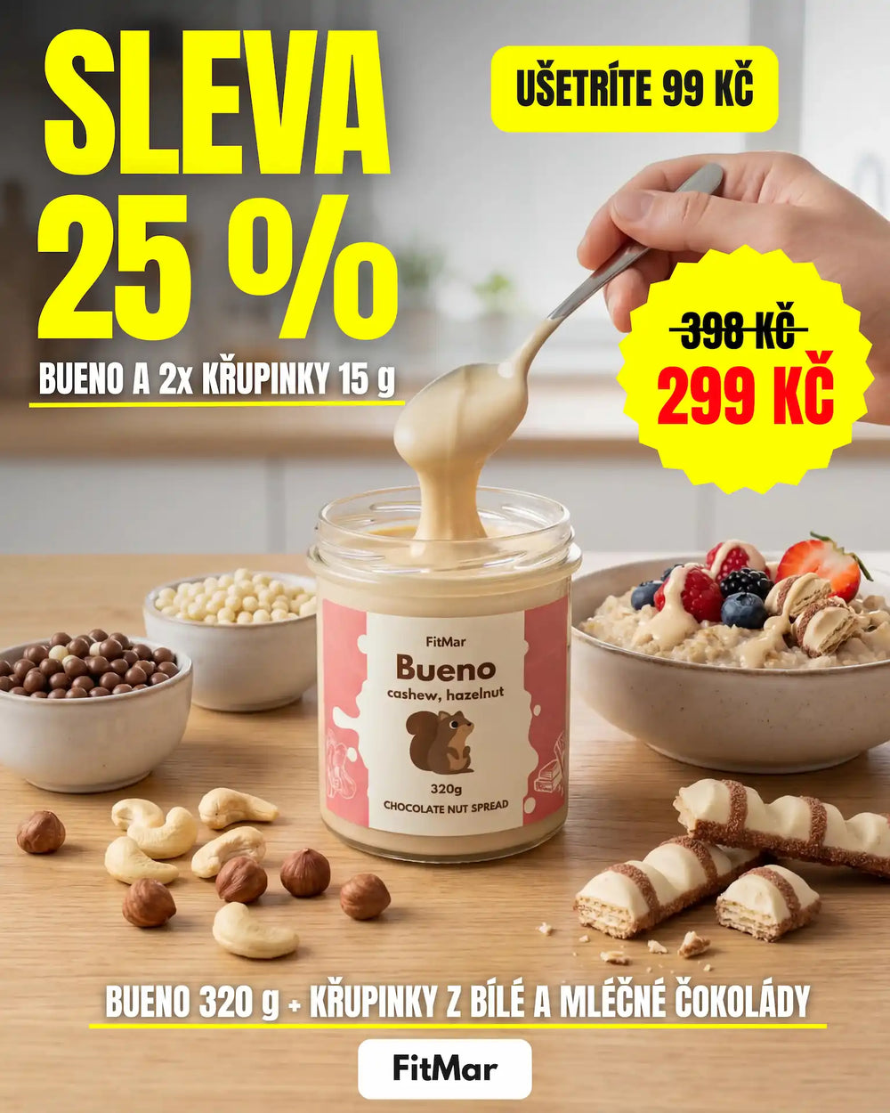 Bueno 320g + křupinky bílá a mléčná čokoláda