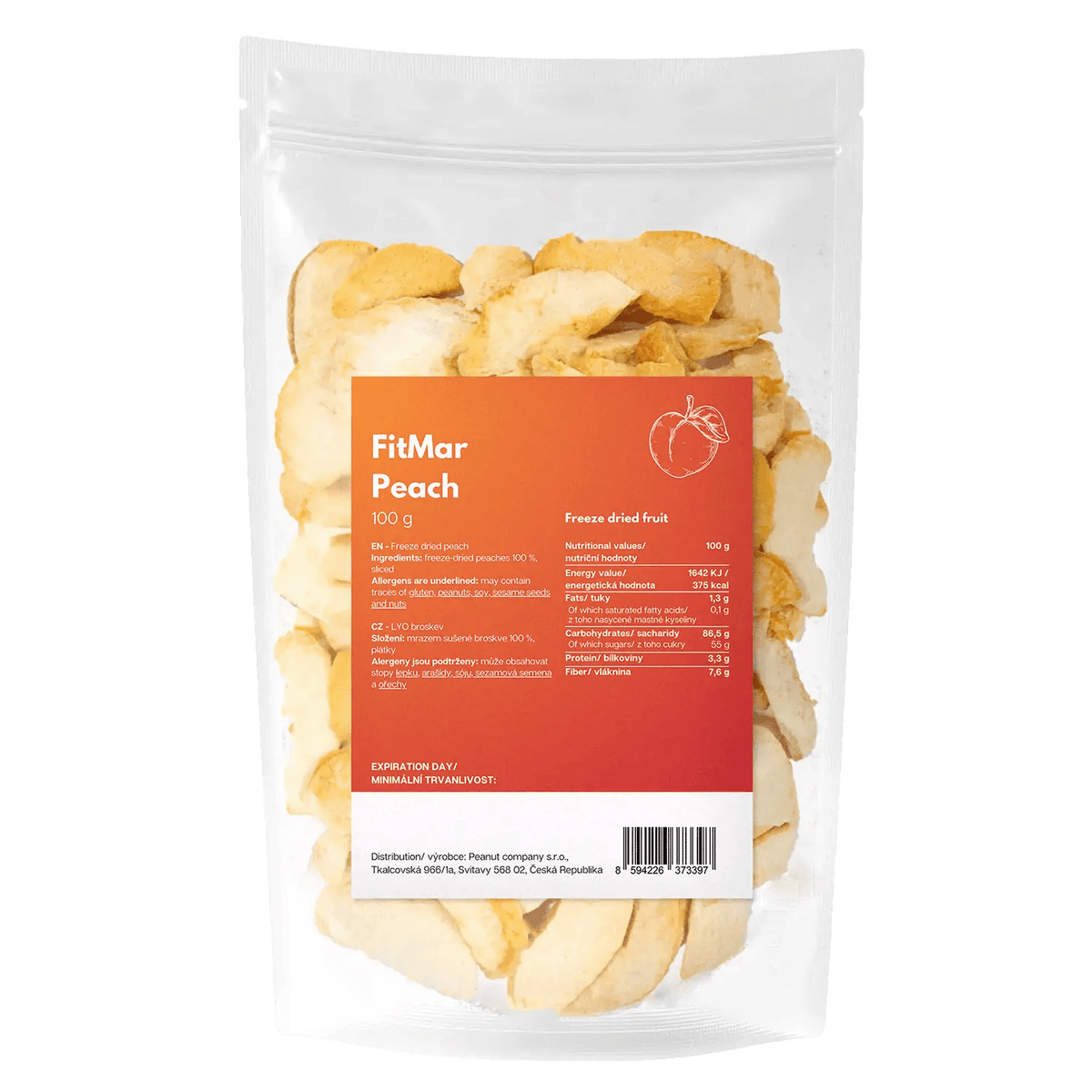 Broskev plátky lyofilizované - FitMar.cz