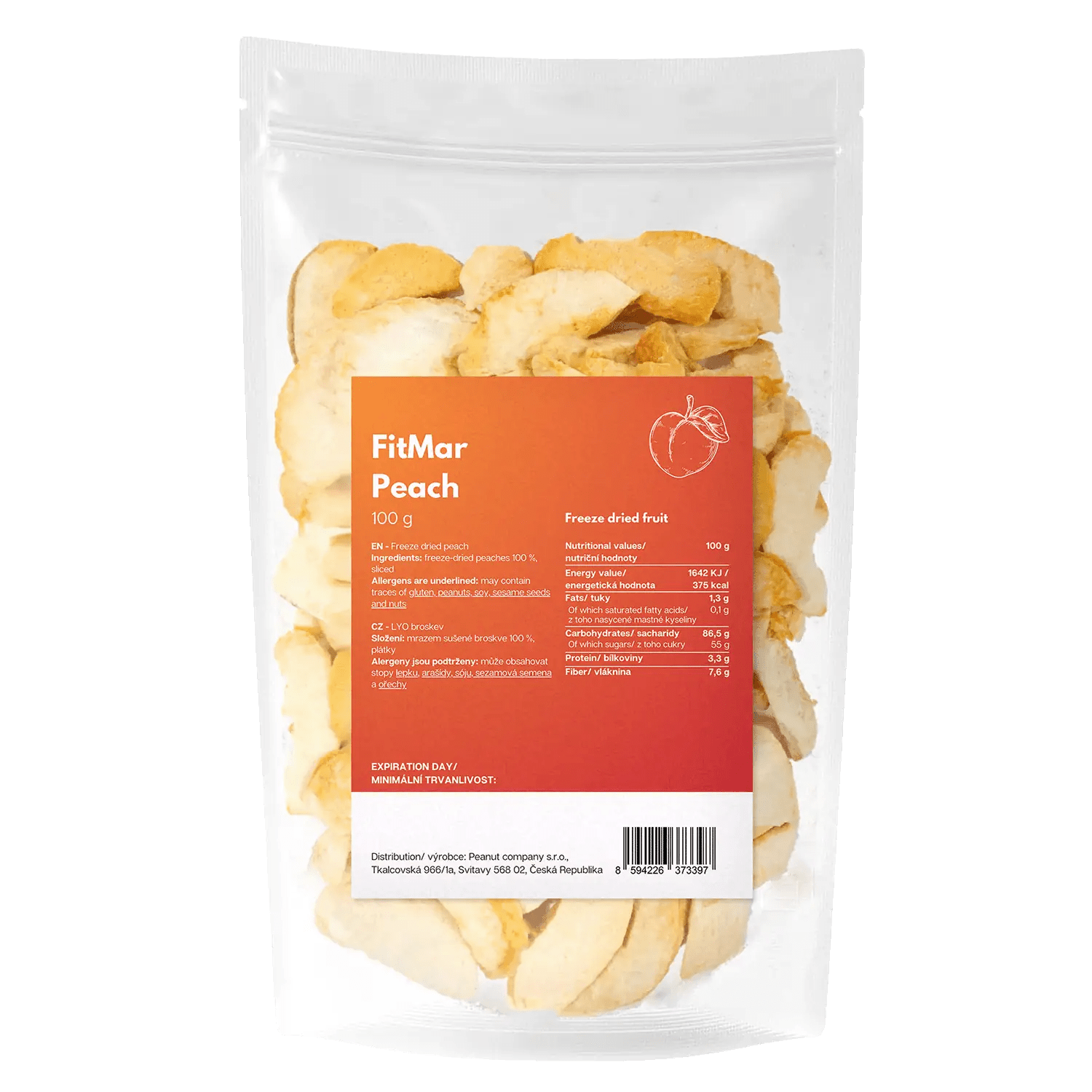 Broskev plátky lyofilizované - FitMar.cz