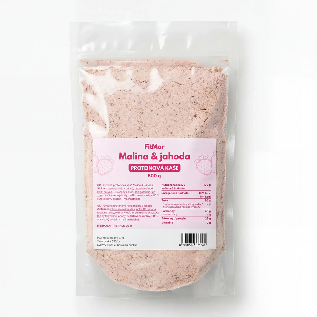 Minutová proteinová ovesná kaše Malina a jahoda 500 g