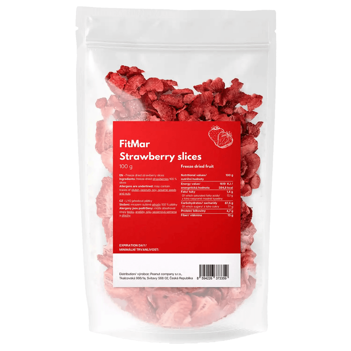 Jahodové plátky lyofilizované - FitMar.cz