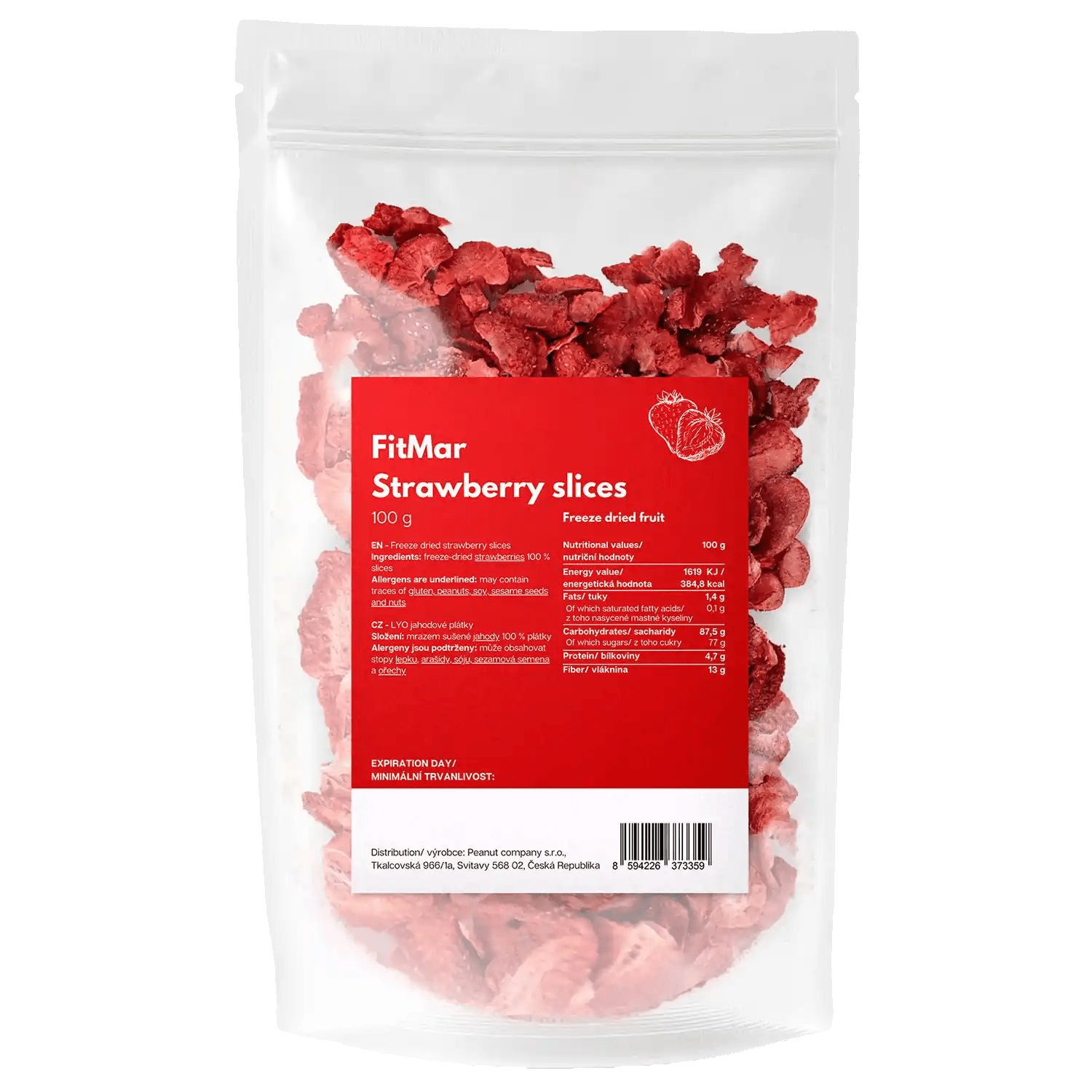 Jahodové plátky lyofilizované - FitMar.cz