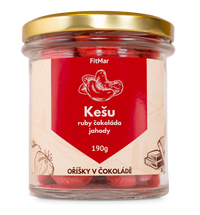 Kešu v ruby čokoládě a jahodovém prášku - FitMar.cz