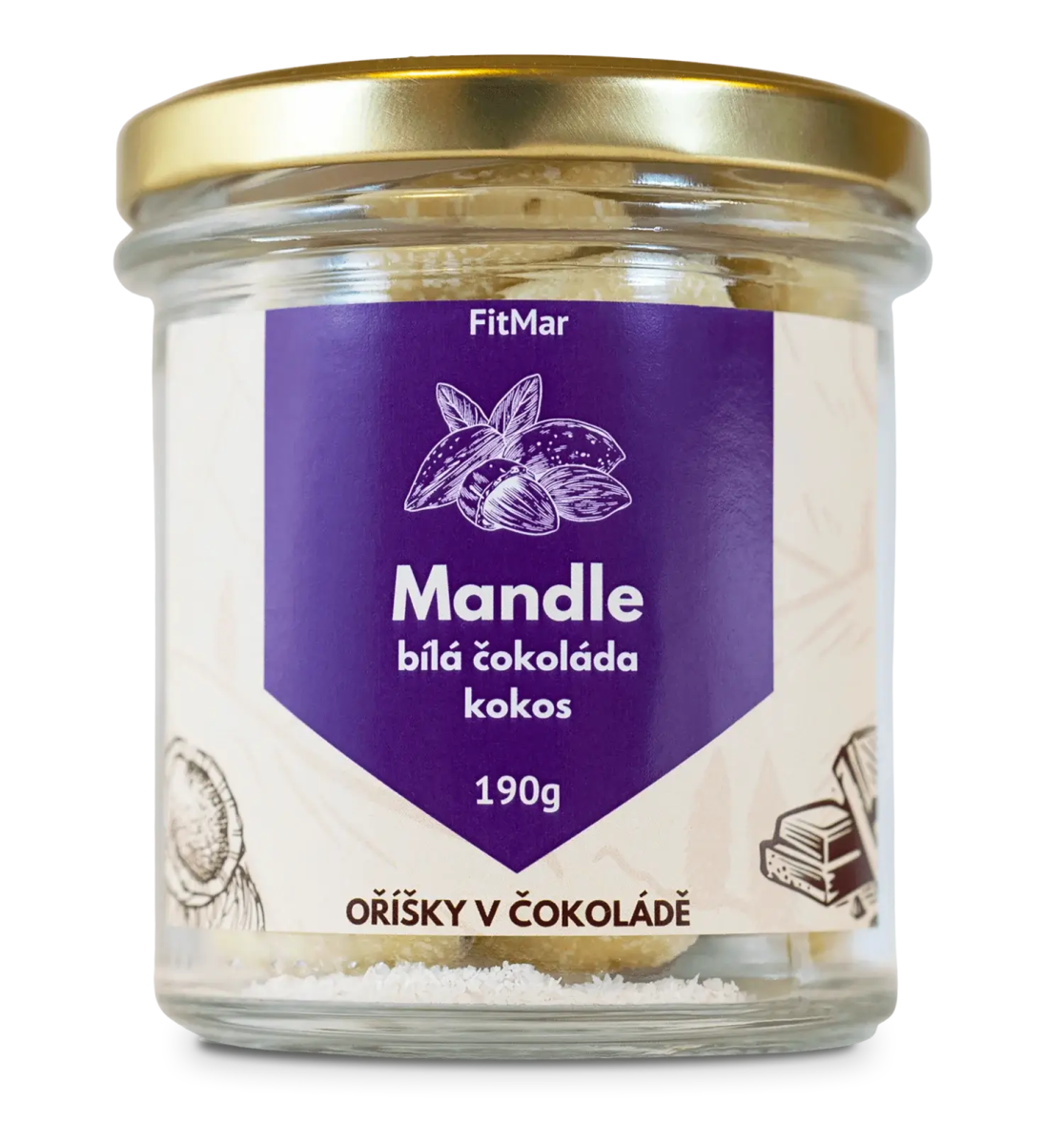 Mandle v bílé čokoládě a kokosu - FitMar.cz